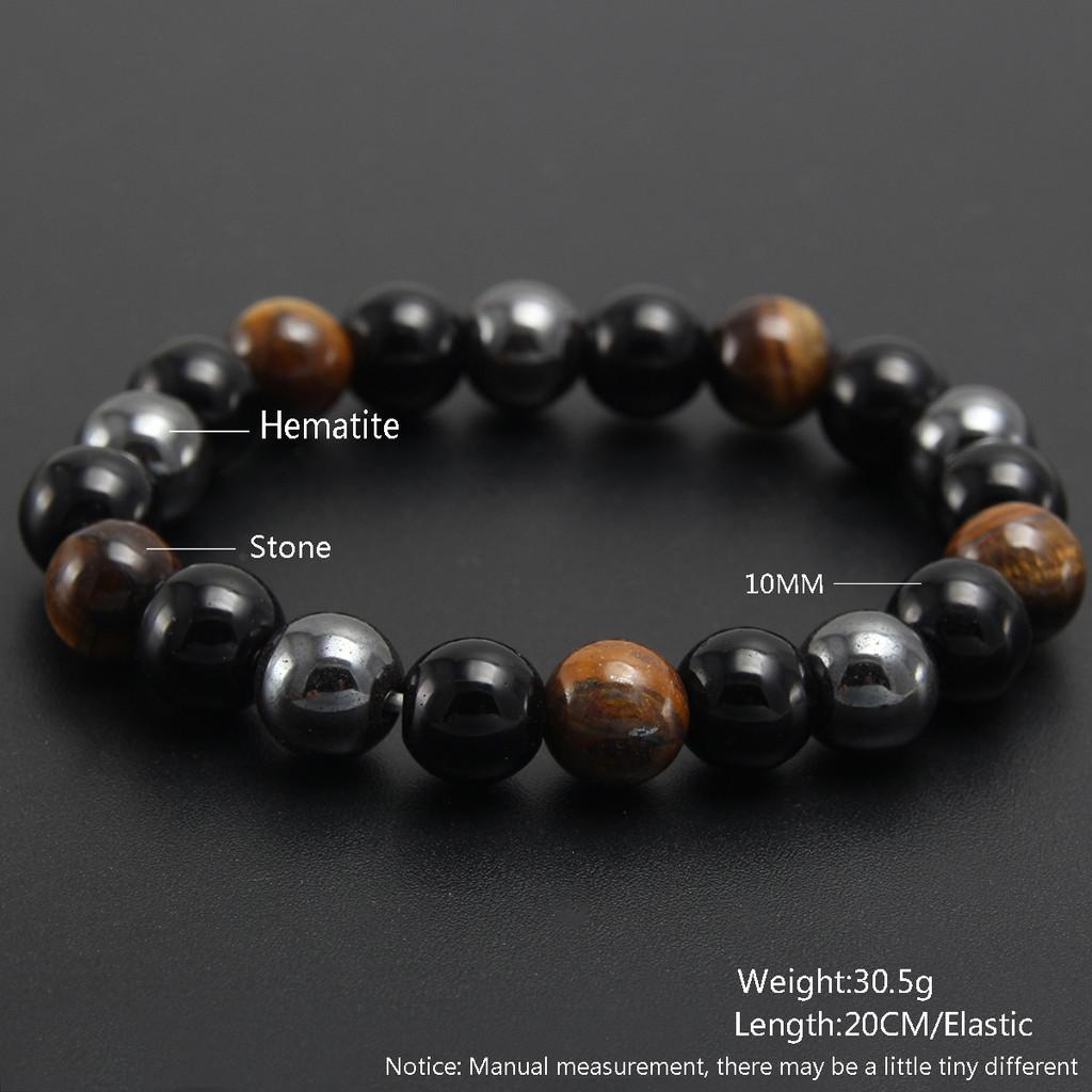 Tiger Eye Natural Stone Beaded Bracelet With Electroplated Finish For Unisex Gift Giving