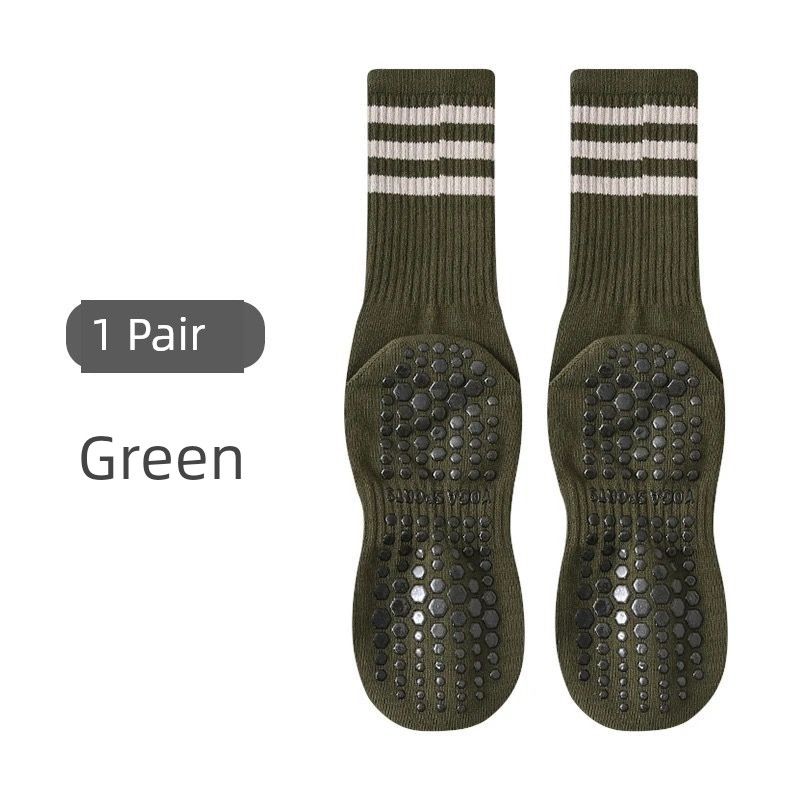 

Three Bars Yoga Socks for Women Tube Professional Pilates Non-Slip Sports Room Socks Spring and Autumn with Shark Pants Riding 1 Pair [Green]]