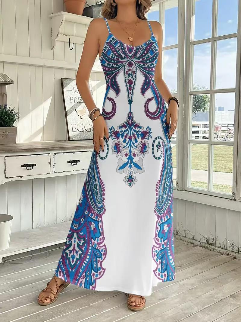 2026 V-Neck Sleeveless Printed Women s Dress M