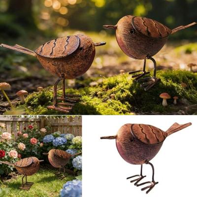 Metal Metal Birds Statue Rustic Style Metal Bird Ornament New Iron Art Birds  Patio