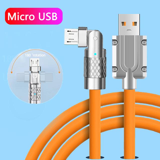 

3 в 1 локтевой кабель для быстрой зарядки 120 Вт Micro USB Type-C несколько телефонных кабелей USB жидкий силикон для Xiaomi 13 Samsung IPhone 14 13 1.5M