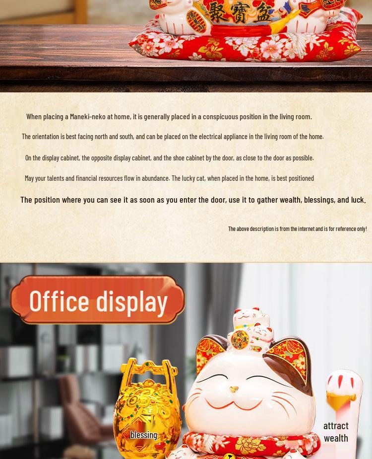 Large Lucky Cat Maneki-neko Ornament Shop Decoration for Home or Cashier Counter Opening Gift