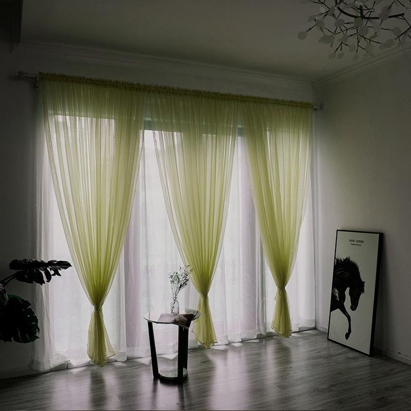 White Blue Tulle Curtains for Living Room Decoration Modern Terylene Chiffon Drape Yarn Curtain Solid Sheer Voile Kitchen Window Curtain 20 Colors