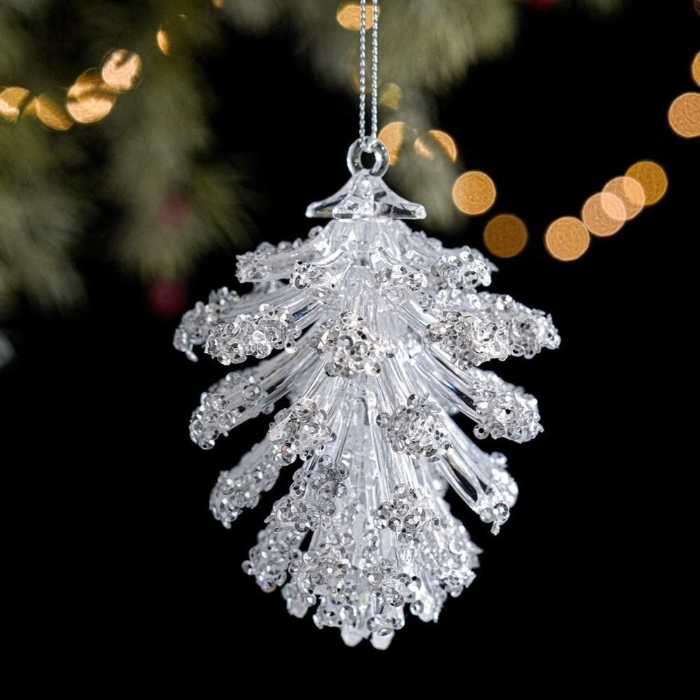 Acrylic Hanging Christmas Ornaments Clear Snowflake Ornaments Deer Ornaments Holiday Home Decor