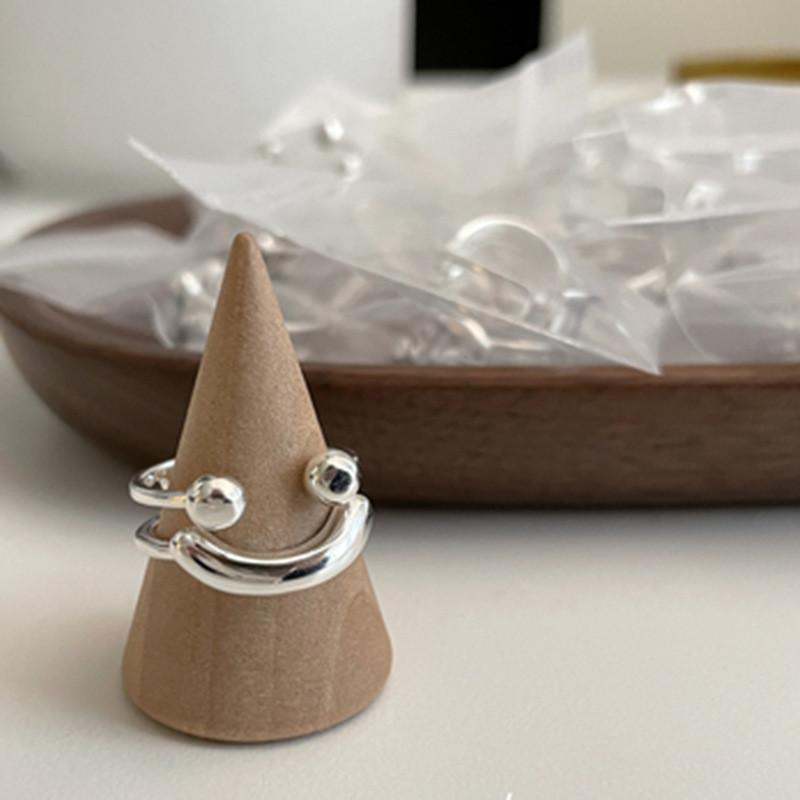 Korean Trendy Style Smiley Face Ring For Women Adjustable Fashionable Accessory Copper