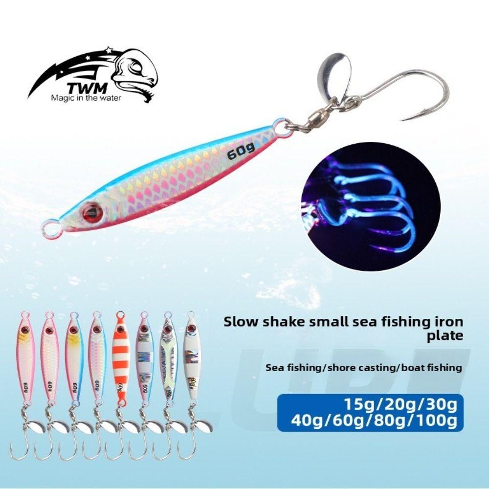 30g/40g Cast Metal Jig Spinnerhook Jigging Lure Boat Fishing Lure  Saltwater Fishing