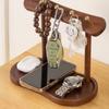 Wooden Key Rack, with Concave Tray Prevents Rolling Design, Moisture-Proof Wax Oil Finish Organizer, for Entryway Bedrooms Living Rooms