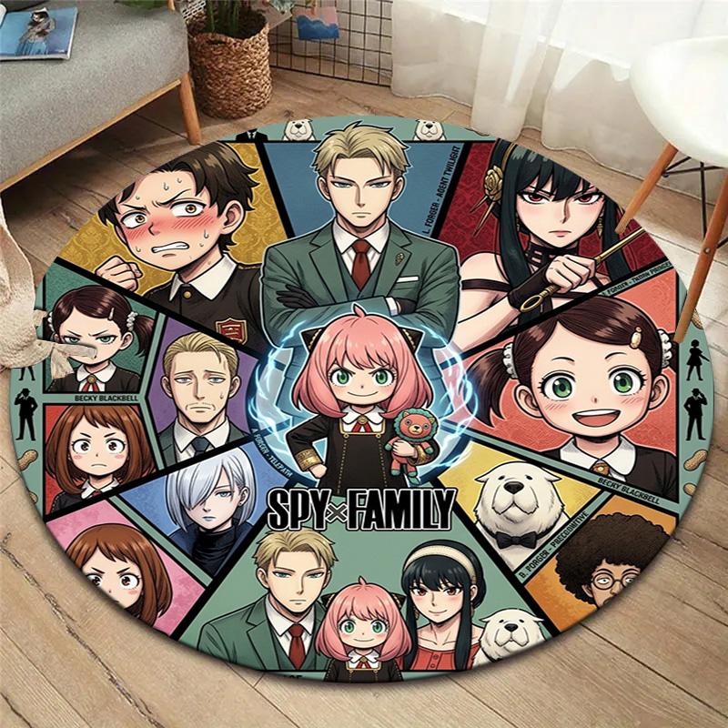 Spy Family Round Area Rug Carpet Rug For Living Room Bedroom Sofa Playroom Decor Nonslip Floor Mat