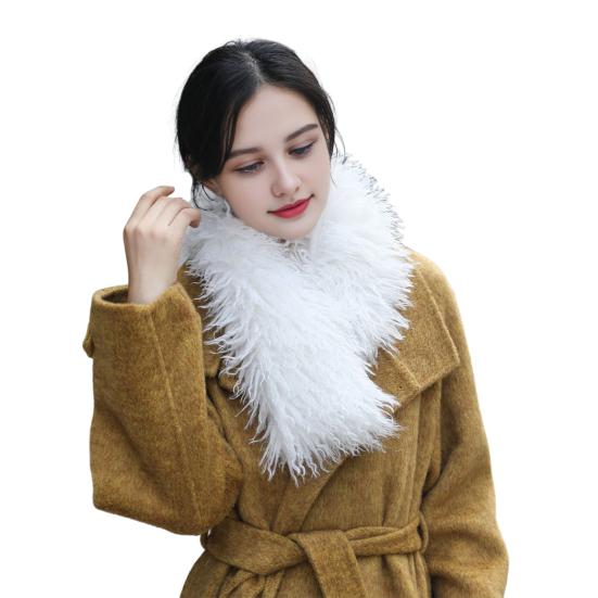 Plush Scarf with Magnetic Design Solid Color Women Thickened Warm Scarf Coat Accessory Daily Commuting Wear