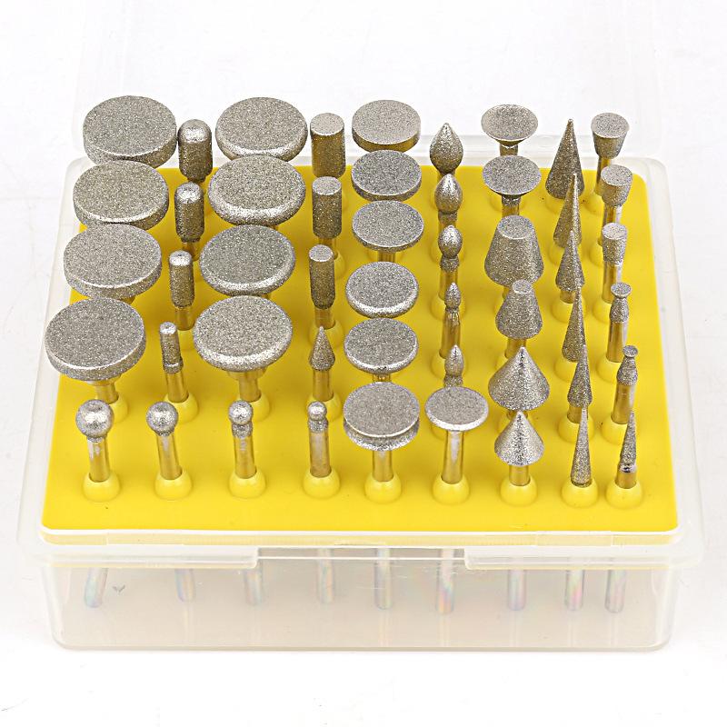 50pcs Diamond Grinding Heads Set 3.0mm Shank Grinding Burrs For Dremel Abrasive Rotary Tools Grinder Head Diamond Burr