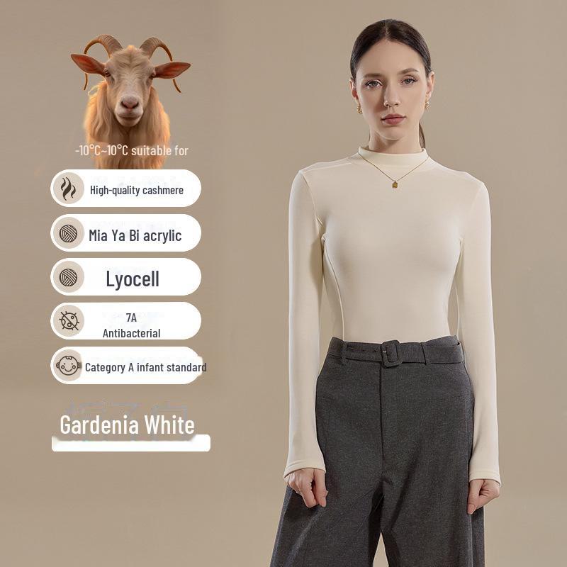 Women's German Cashmere Half-Turtleneck Long-Sleeve Thermal Top for Autumn