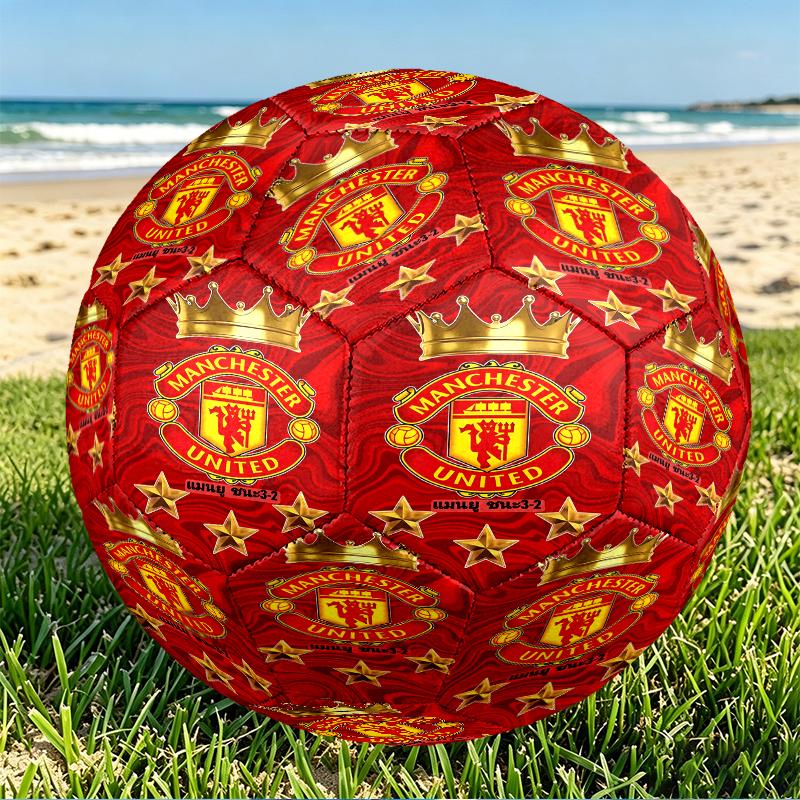 Manchester United F.C Print Size 5 Soccer Ball, PU Wear Resistant Football for Match Training and Daily Practice, Birthday Gift for Soccer Fans