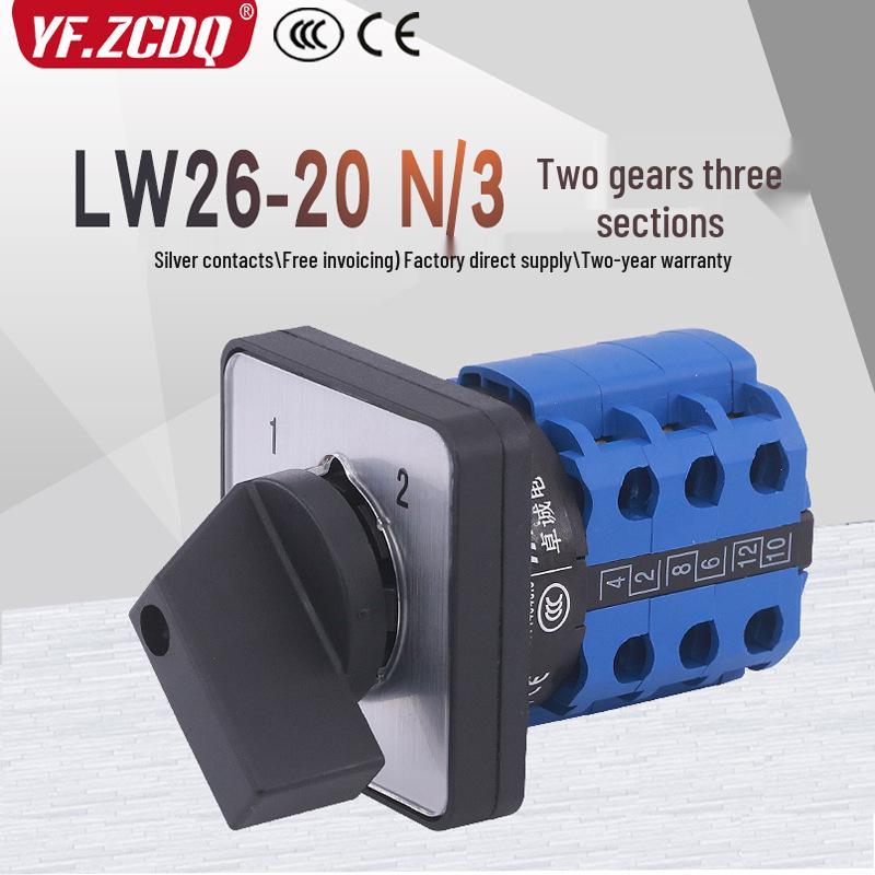 LW26-20 N/3 Dual Power Transfer Switch, Two-Position, Three-Line, Motor/Manual/Automatic, Remote/Local Control.
