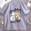 Life Is Better with Cats Graphic T Shirts Funny Valentines Day Cotton Short Sleeve Round Neck Tshirts Streetwear Loose Tops