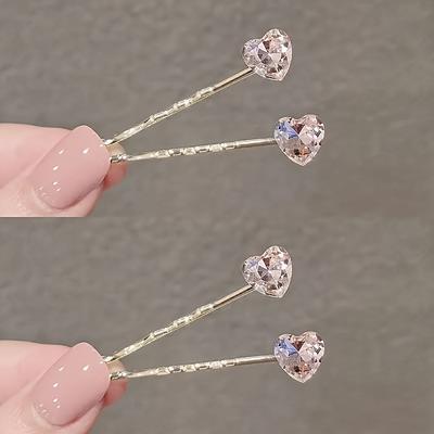 1 Paio di Eleganti Fermagli per Capelli a Forma di Cuore con Strass per Donna, Scintillanti Cristalli e Lega, Eleganti Fermagli alla Moda, Accessori per Capelli per Donna