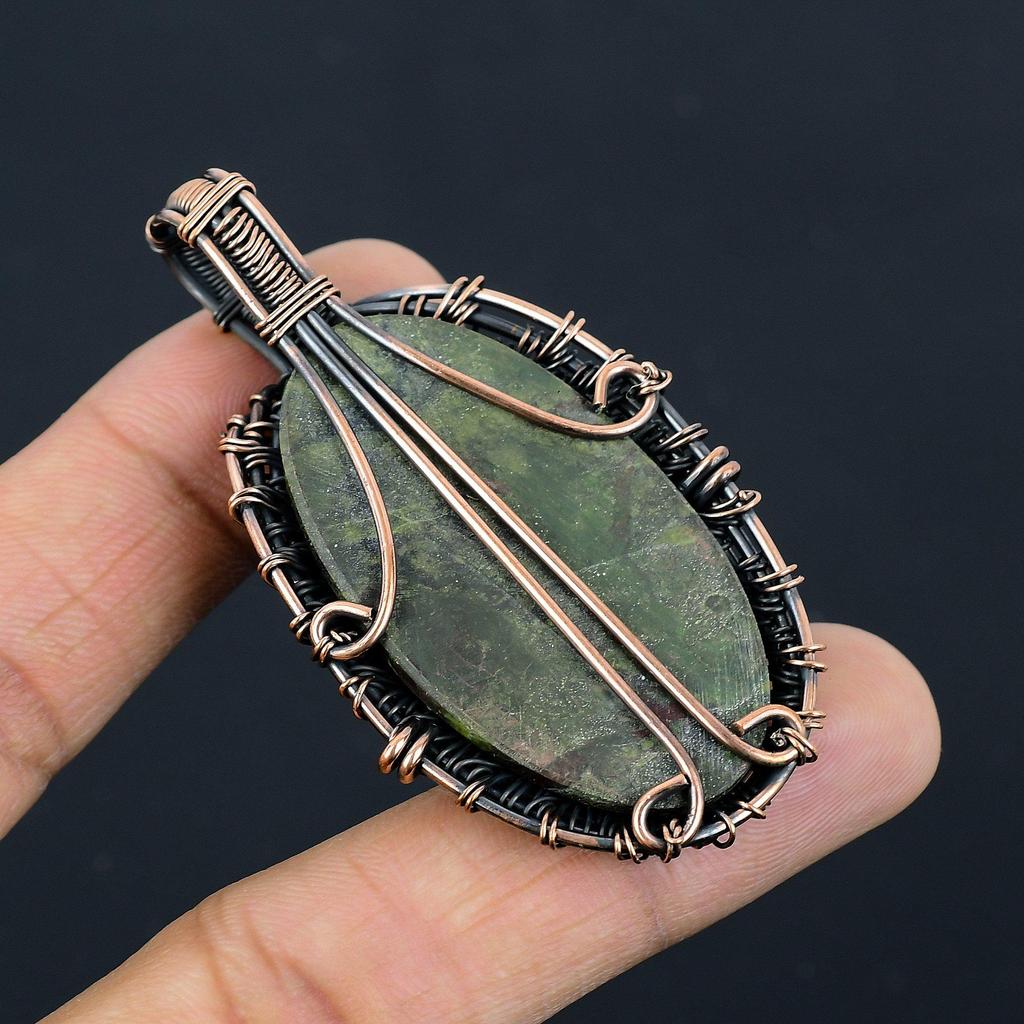 Dragon Blood Jasper 999 Copper Wire Wrapped Pendant, Handmade Gemstone Pendant Jewelry, Gifts For Wife Brand New Pendant