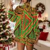 Women's 3D Geometric Tribal Print Mock Neck Long Sleeve Dress, Raglan Sleeve Fake Two Piece Mini Dress