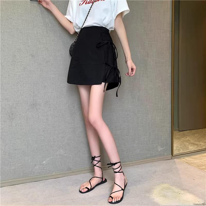 

Korean High Waist A-Line Midi Skirt with Side Bow Tie - Women s 2024 Summer Collection XL [For 119-130 lbs]