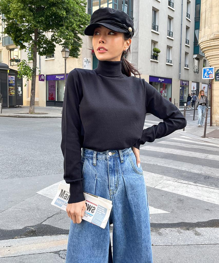Ppaeppae Long Neck Turtleneck Knit T-Shirt