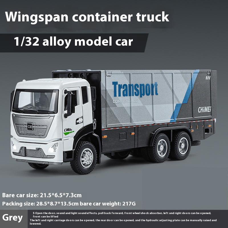 1/32 Scale Wingspan Container Truck Alloy Toy Diecast Engineering Vehicle Model Collection of Hobby Decorative Fine Ornaments Kids Toy