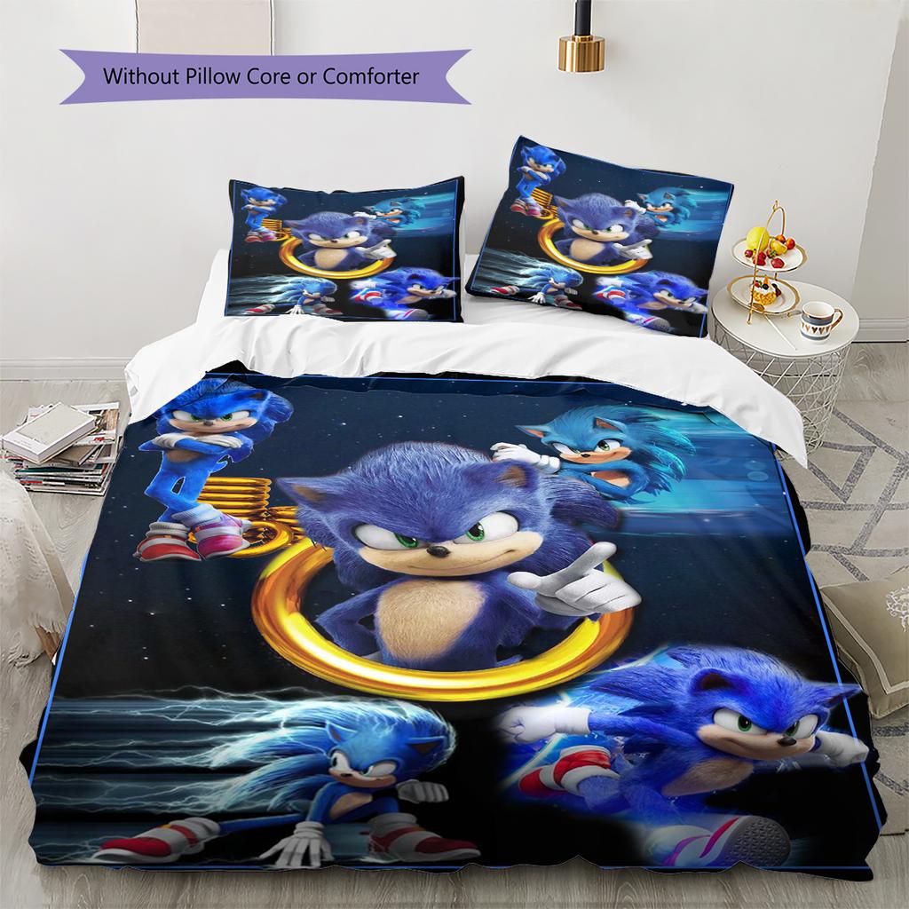 Flashy Hedgehog Pattern Bedding Quilt Set Quilt Cover Pillowcase Home Decoration Gift (1 * duvet cover + 2 * pillowcase, without core)