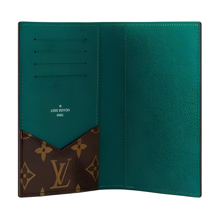 Louis Vuitton Passport Cover Borneo Green/Brown Monogram Canvas Women Wallets M12823