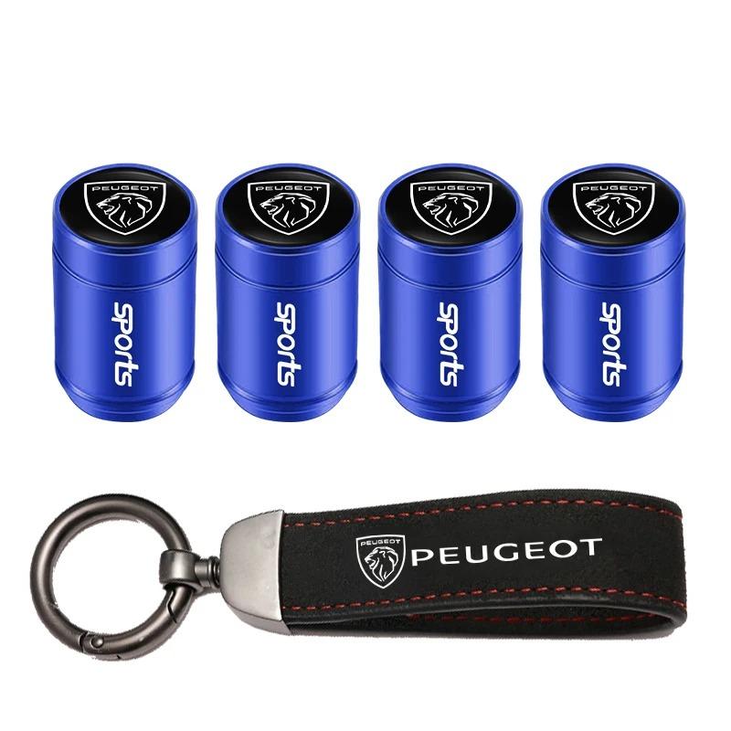 Car Tire Wheel Valve Caps Cover Suede Car Key Chain Ring Keychain for Peugeot 3008 5008 208 308 508 2008 408X 108