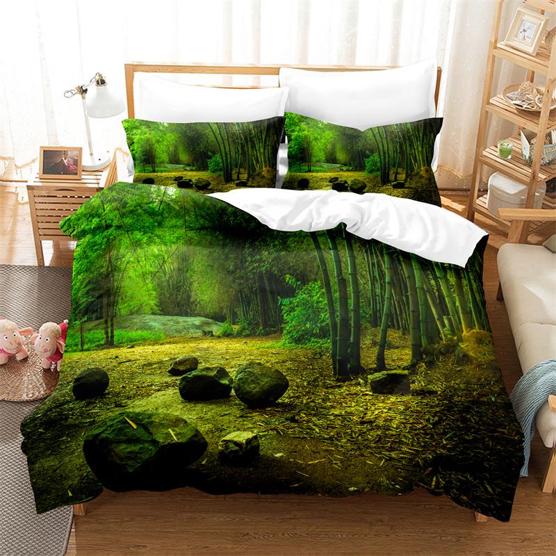Natural Scenery Duvet Cover Set Forest Bedding Set Quilt Cover Queen Bed Set Luxury Comforter Set Bed Cover Set Girl Bedding Set