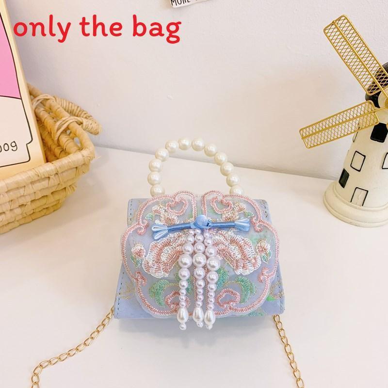 Chinese Style Girl Princess Butterfly Pearl Handbag With Chain Crossbody For Kids Fashion Accessories