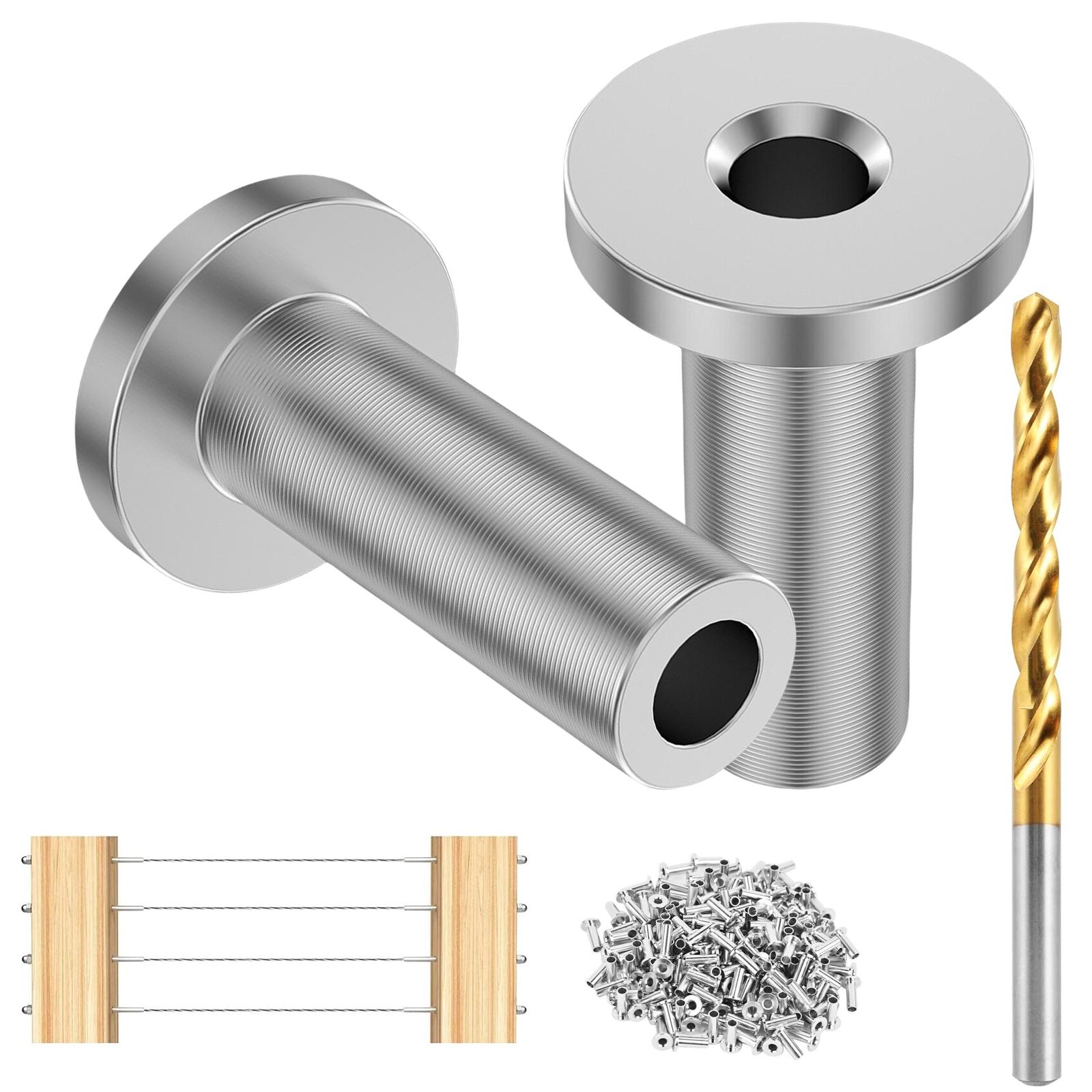 

100 комплектов стальных защитных гильз для тросовых ограждений, фурнитура для тросовых ограждений, гильзы, простая установка, подходят для деревянных столбов M