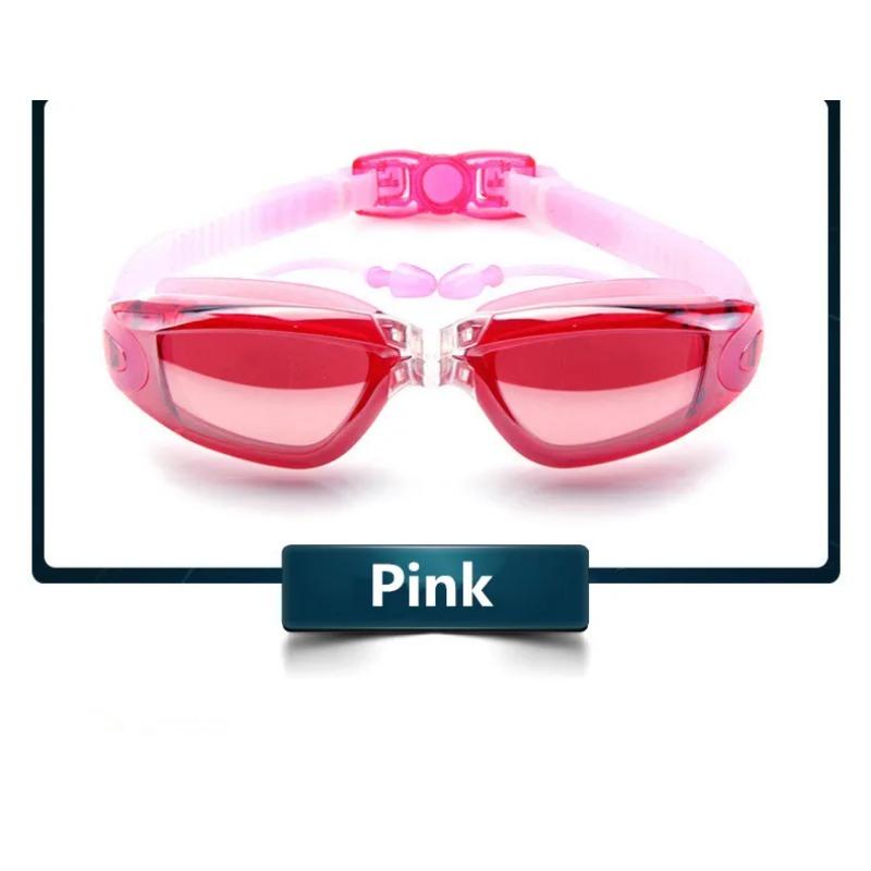 Professional Swimming Goggles Swimming Glasses with Earplugs Nose Clip Electroplate Waterproof Silicone