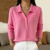 Maglione in Maglia da Donna Autunno/Inverno 2026 con Scollo a Revers - Vestibilità Larga, Casual, Design a Mezza Bottonatura