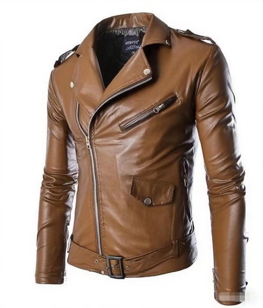 New men's leather jacket trendy men's locomotive leather jacket new large size men's color