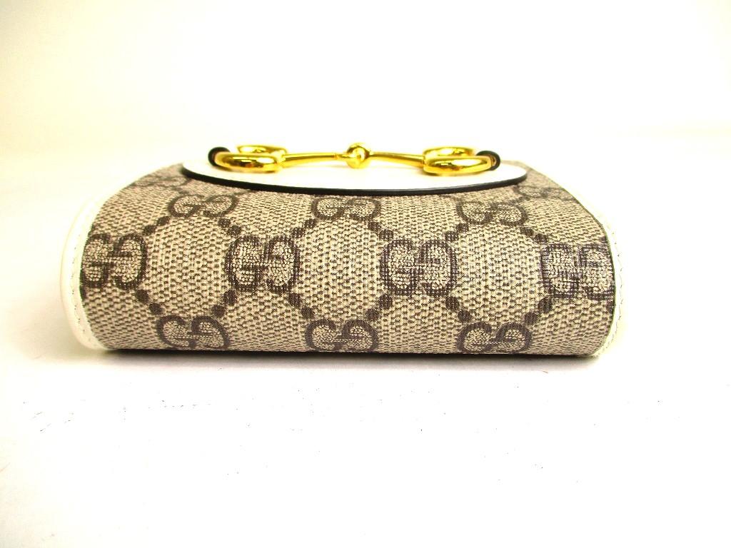 Authentic GUCCI Horsebit GG White Leather Bifold Wallet Compact Wallet #a154  Open Box