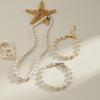 Baroque Shell Pearl Necklace and Bracelet Set - High-End Copper Accessories for Autumn/Winter