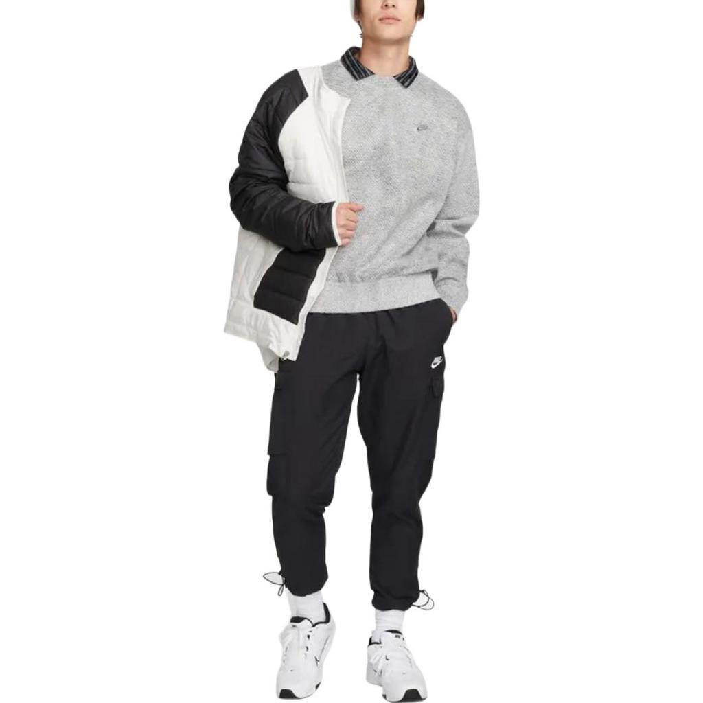 Nike Forward Collection Solid Logo Embossed Sustainable Fleece Knit Crewneck Sweater Men Sweatshirt Grey DQ4265-077