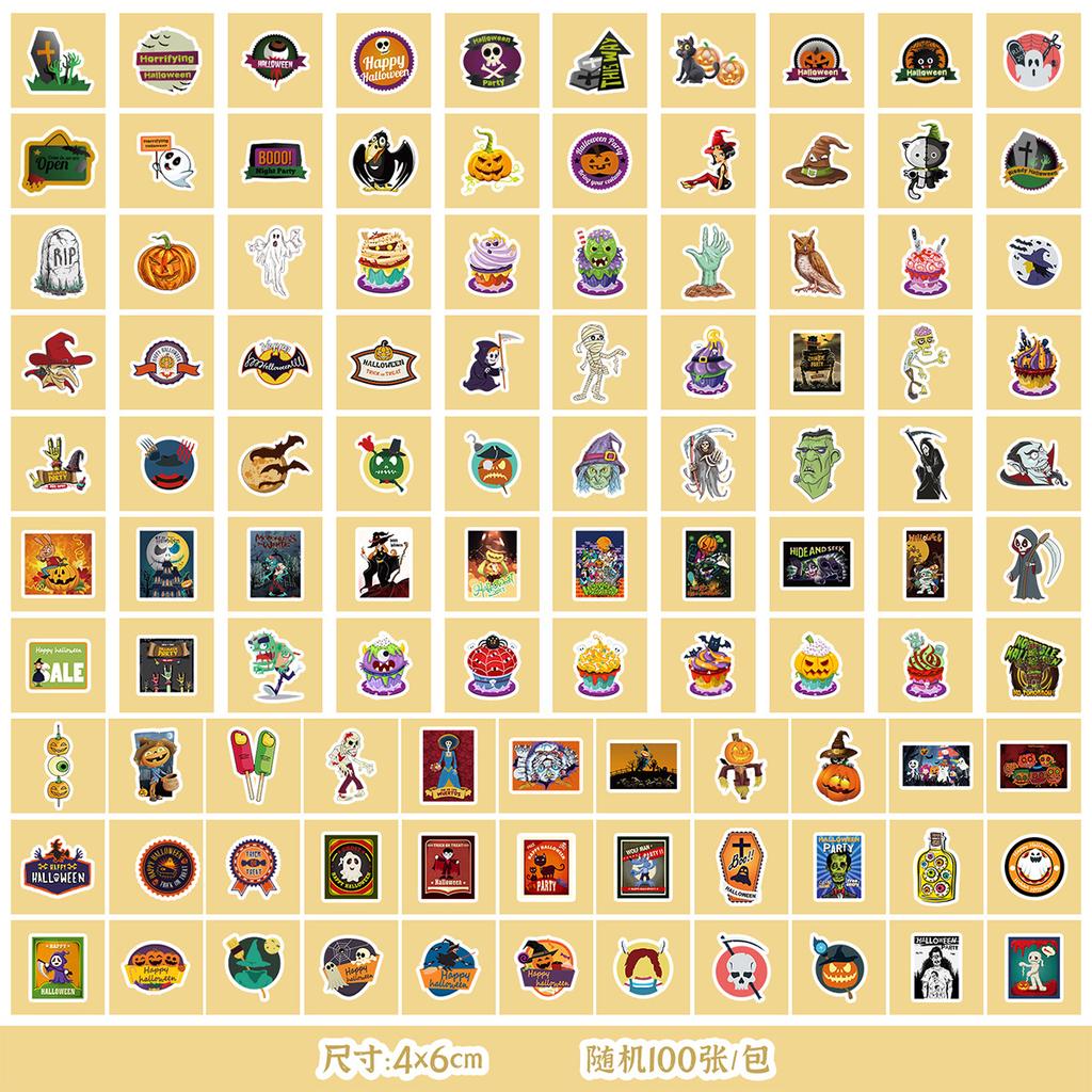 50/100 Halloween Stickers Mobile Ticket Waterproof Decorative Stickers Children's DIY Hand Account Stickers