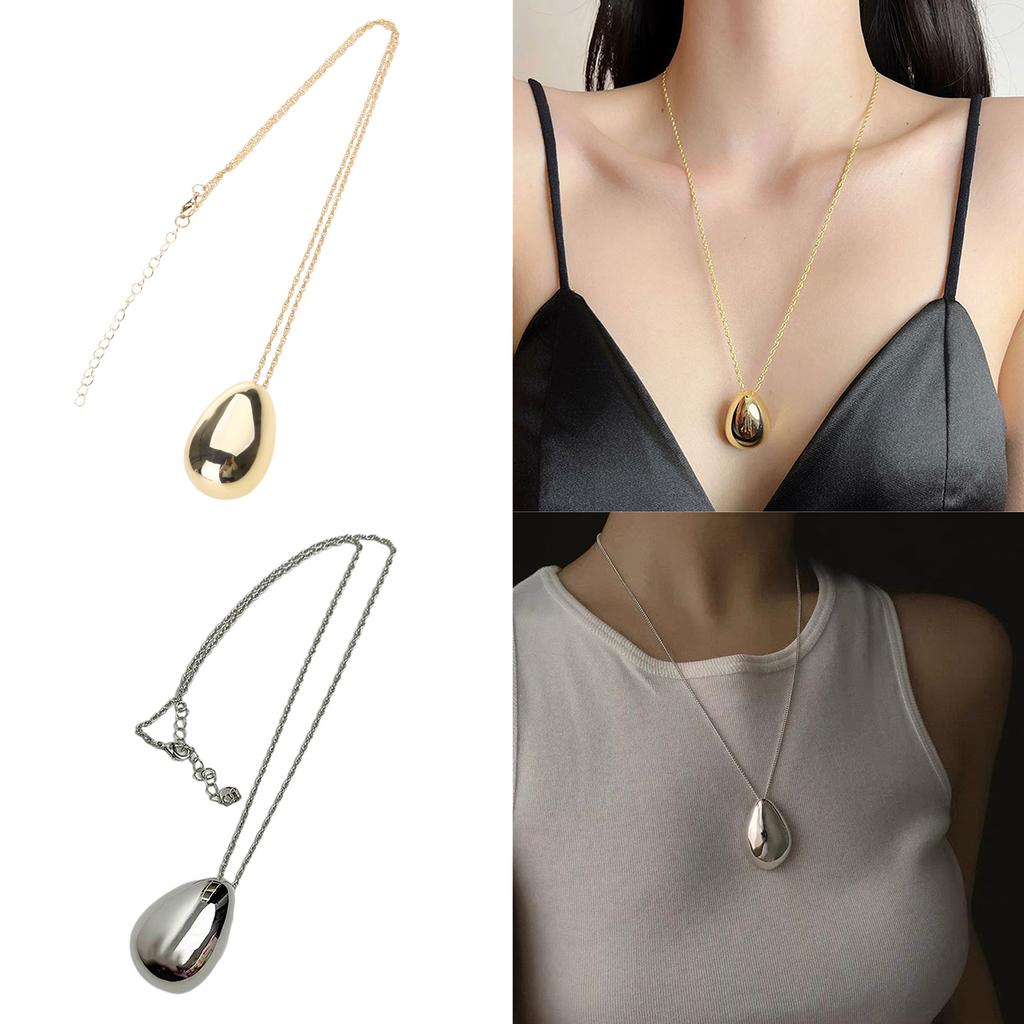 Chic Pendant Necklace with Smooth Waterdrop Charm Personalized Waterdrop Pendant Neck Jewelry Modern Neckchain Adornment