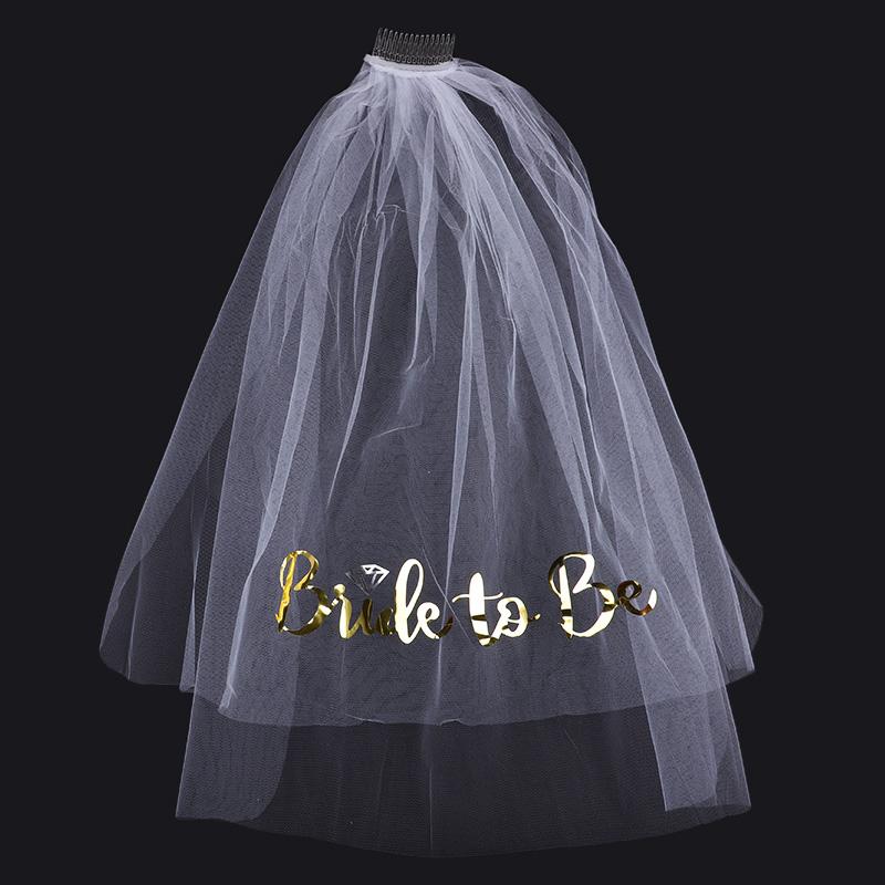 

White Bride To Be Veil with Comb Wedding Bridal Shower Decoration Bachelorette Party Hen Night Supplies Bride Hair Accessories золотий