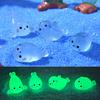 6PCS Miniature Seal Ornaments with Luminous Light Durable Resin Figures Cute Seal Shape Eye-Catching Decorative Collectibles