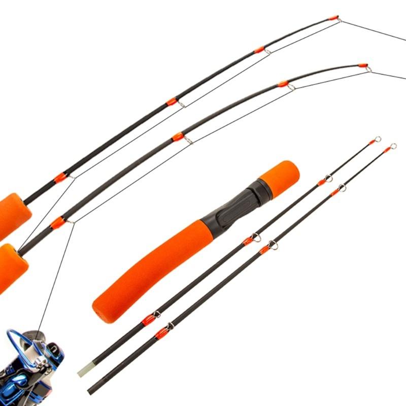 Double Section Ice Fishing Rod High Strength Carbon Fiber Lightweight EVA Handle Stainless Guide For Freshwater Fishing