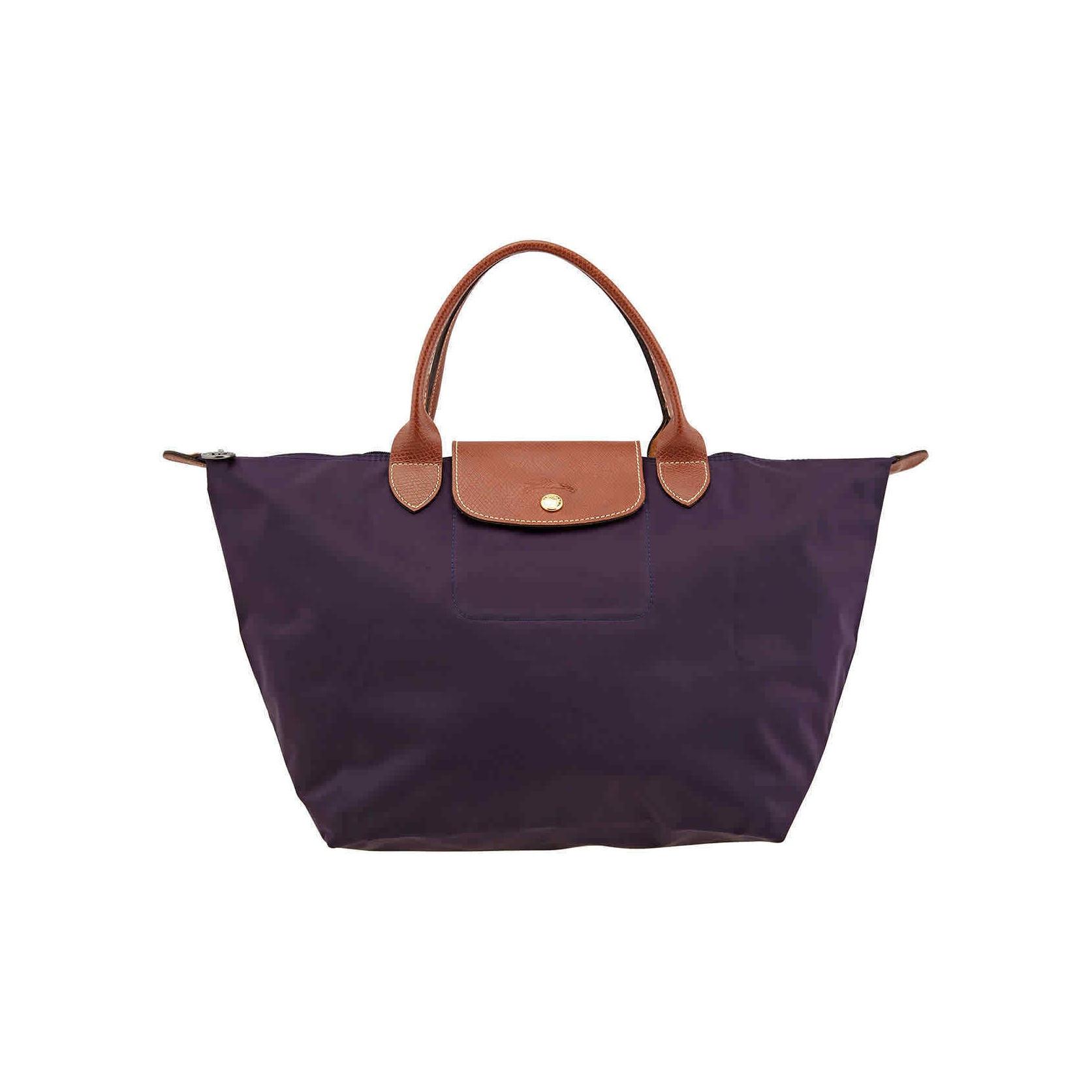 Longchamp Le Pliage Original Series Leather And Canvas Tote Bag Medium Women Tote Bag Blueberry 1623089645 Blueberry