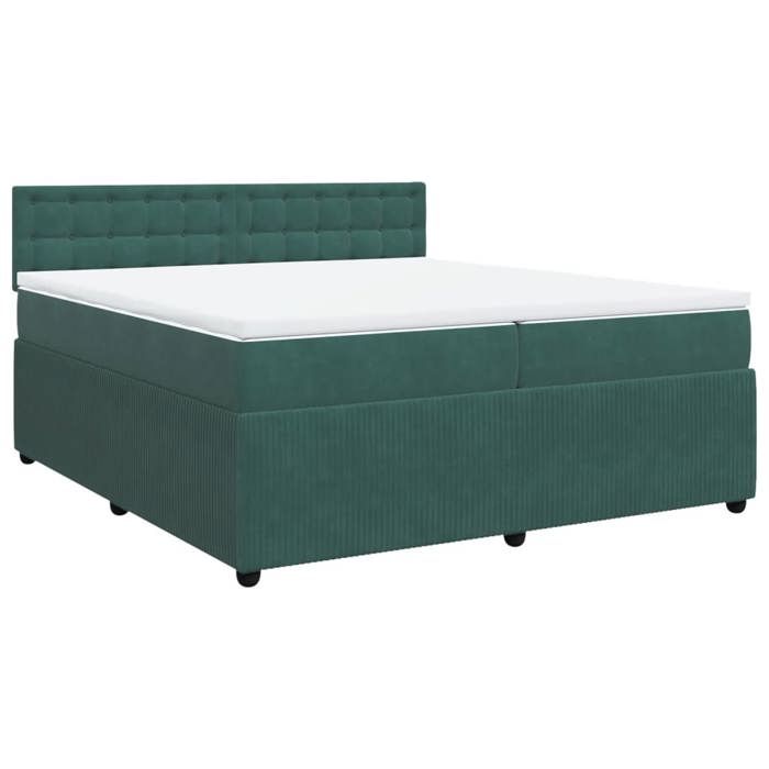 VidaXL Slat Bed Base and Mattress Dark Green 200x200cm Velvet 3287845