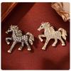 Classic Rhinestone Horse Brooches For Women Zodiac Animal Lapel Pins Casual Party Accessories New Year Gifts Friends