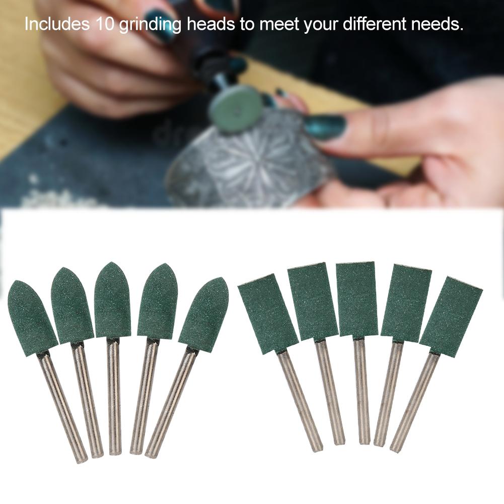 10Pcs Rubber Polishing Tool Buffing Wheel Head Jewelry Grinding Machine Accessory with Handle