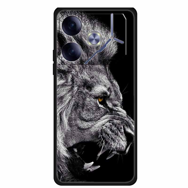 For Tecno Pova 6 Phone Case 6.78" Animal Black Silicone Soft Back Cover Cases For Tecno Pova 6 Case Pova6 Coque Funda Shockproof