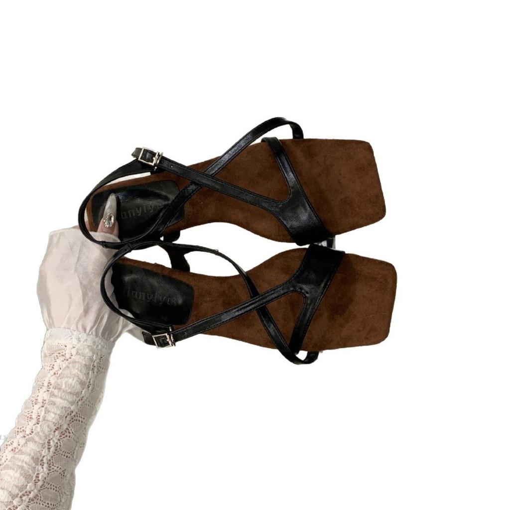 Hot Selling Cat Heels 2025 Sandals Female Shoe Flip Flops Platform New High Summer Corrective Low Stiletto Scandals Back Strap