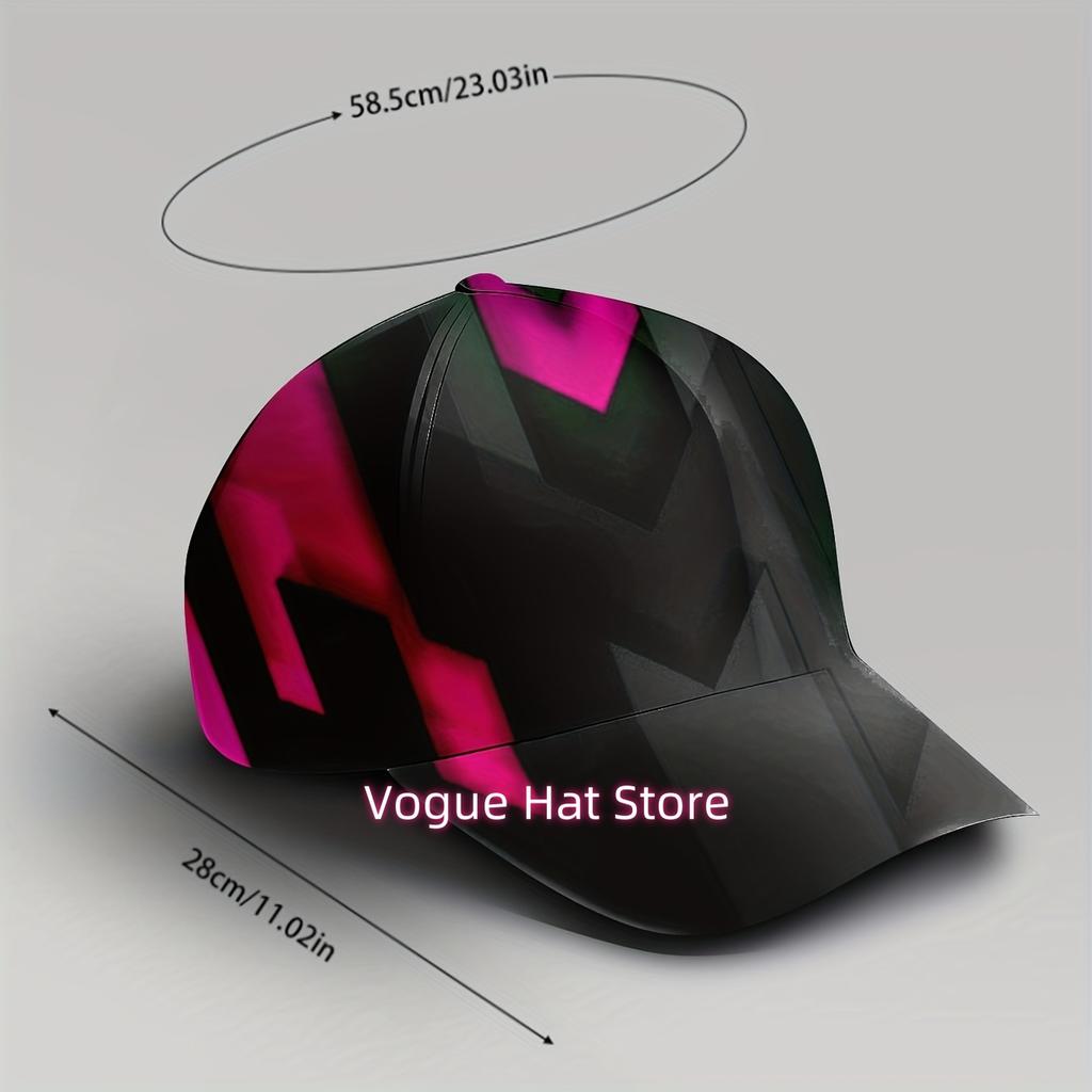 1 pièce Casquette de Baseball Hommes et Unisexe Rose Néon et Noir - Imprimé Intégral - Réglable, Légère Respirante Graphique sur Tout le Corps, Décontractée Funky