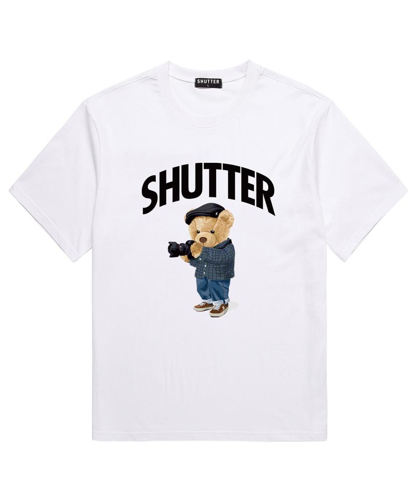 SHIRTER Camera Bear Short Sleeve T-Shirt (Ss035) White (Type A)