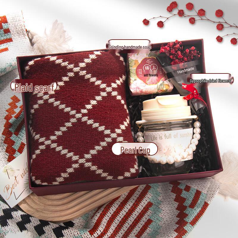 Red & White Scarf New Year s Gift Set